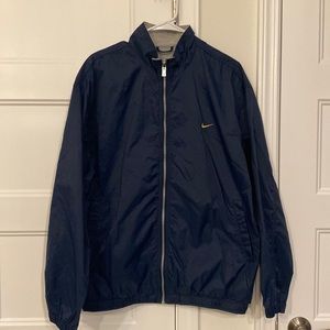 Nike zip down windbreaker in navy blue